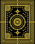 Ornate Sunburst Golden Pattern Rug