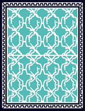 Modern White Teal Geometric Pattern Rug