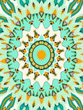 Bright Teal Orange Sunburst Mandala Rug
