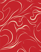 Elegant Red Swirl Motif Design Rug