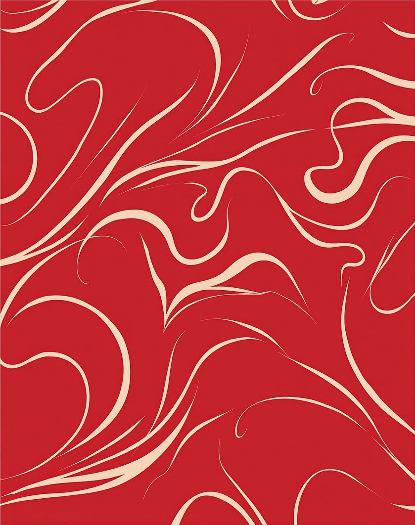 Elegant Red Swirl Motif Design Rug