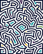 Abstract Labyrinth Geometric Pattern Rug
