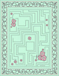 Light Blue Maze With Pink Flowers Rug