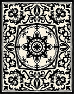 Monochromatic Floral Mandala Relief Rug