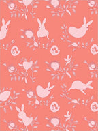 Whimsical Bunny And Floral Pattern Rug