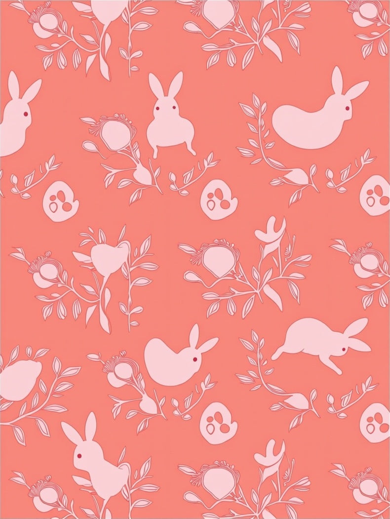 Whimsical Bunny And Floral Pattern Rug