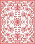 Pink Floral Swirl Pattern Rug