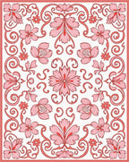 Pink Floral Swirl Pattern Rug