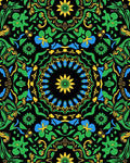 Vibrant Black Green Floral Mandala Rug