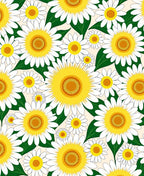 Daisy Floral Pattern With Yellow Centers Rug