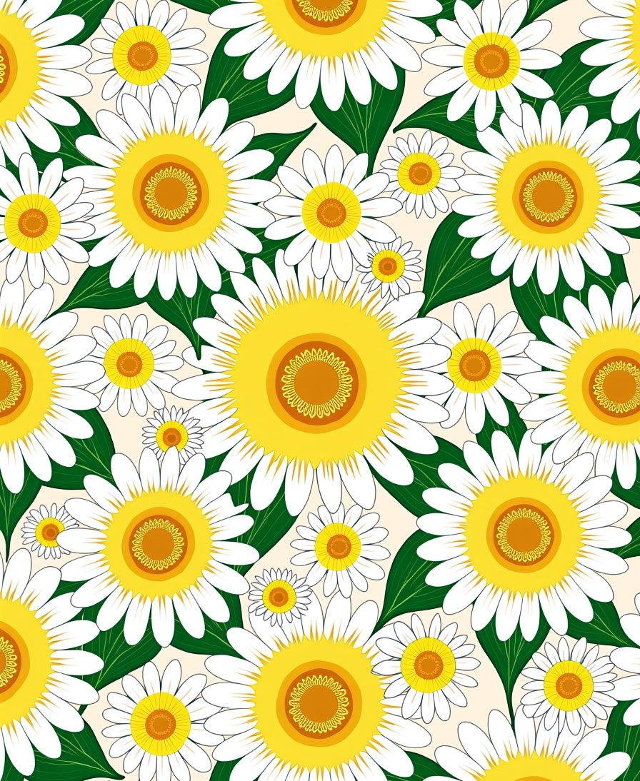 Daisy Floral Pattern With Yellow Centers Rug