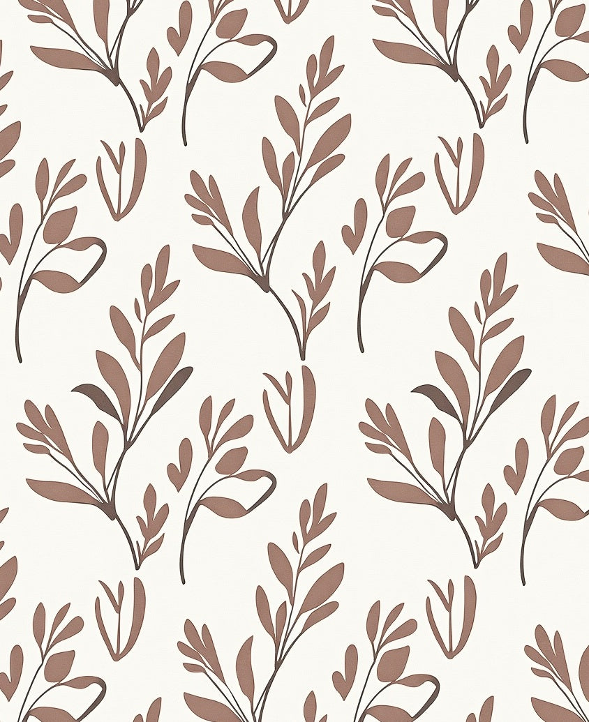 Brown Leafy Branch Pattern Rug
