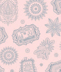 Pink Grey Ornate Mandala Scroll Artwork Rug