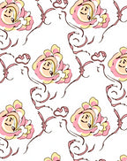 Pink Yellow Floral Swirl Design Rug