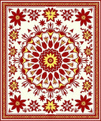 Floral Mandala Design Red Yellow Rug