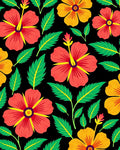 Tropical Coral Yellow Hibiscus Bloom Rug