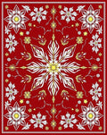 Red Floral Starburst Medallion Design Rug