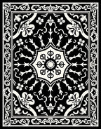 Classic Black White Floral Medallion Design Rug