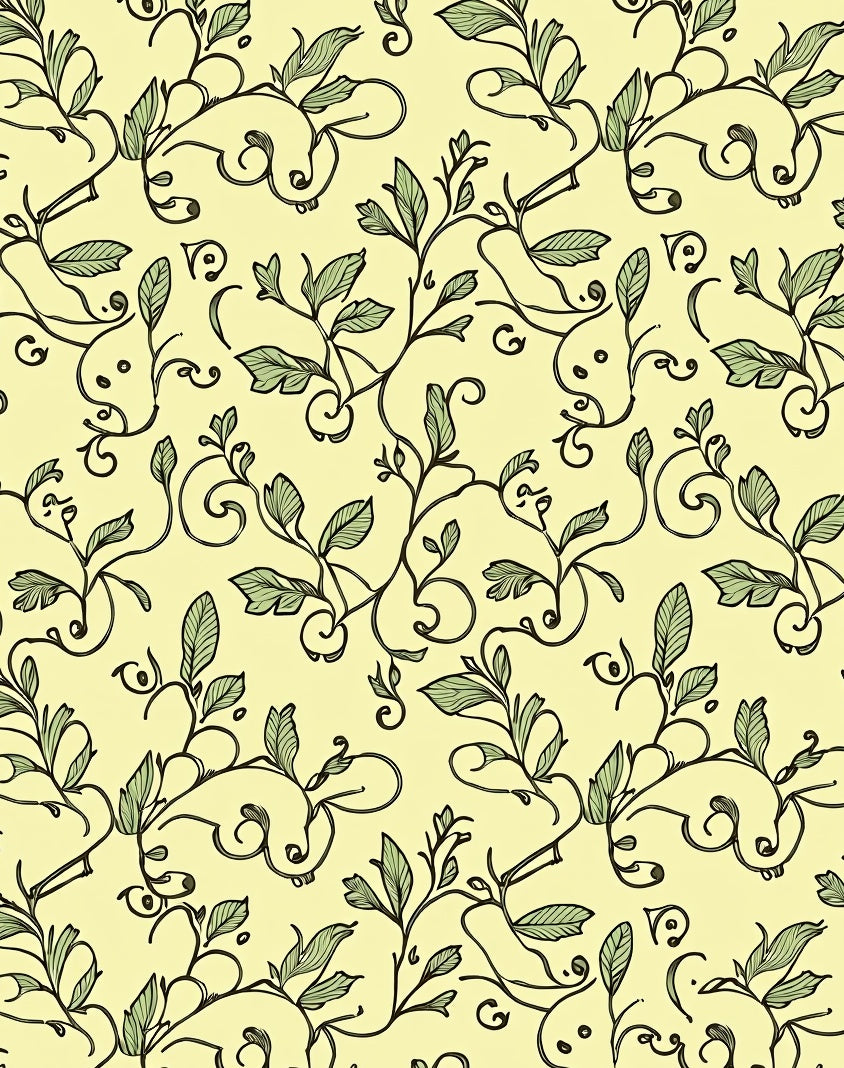 Vine and Leaf Art Nouveau Pattern Rug