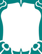 Teal Abstract Organic Border Design Rug