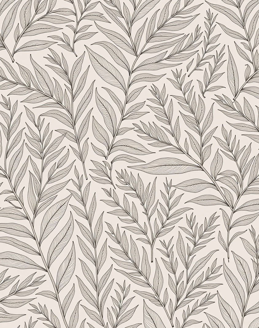 Natural Leaf Line Art Pattern Rug