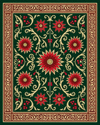Ornate Floral Border Design Rug