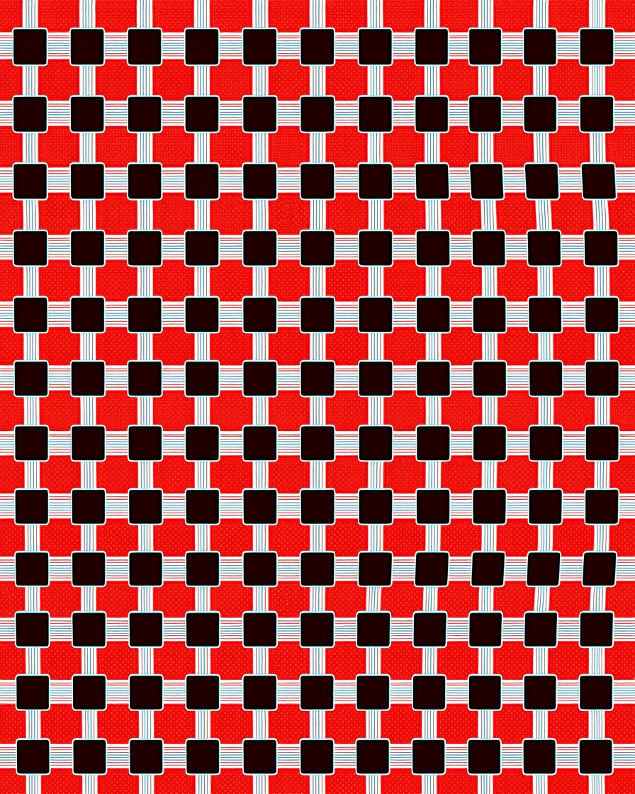 Bold Red Black Checkered Grid Rug