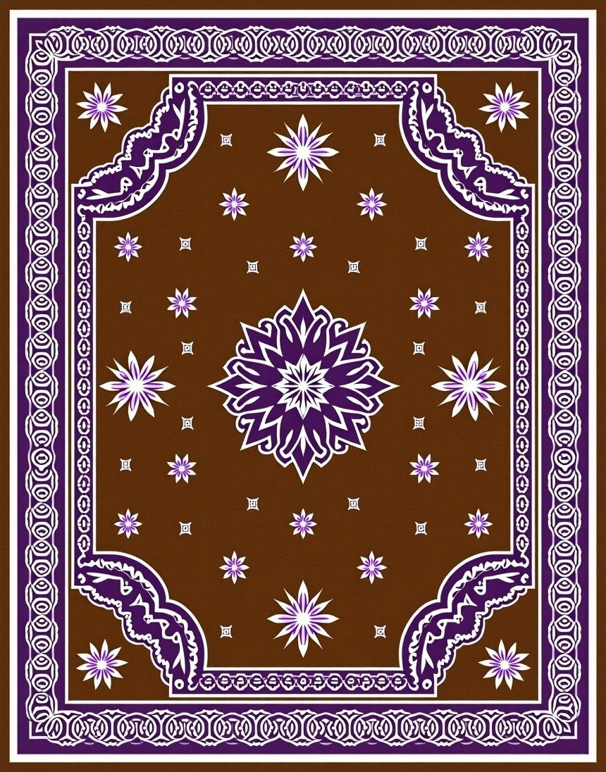 Intricate Floral Paisley Brown Purple Rug