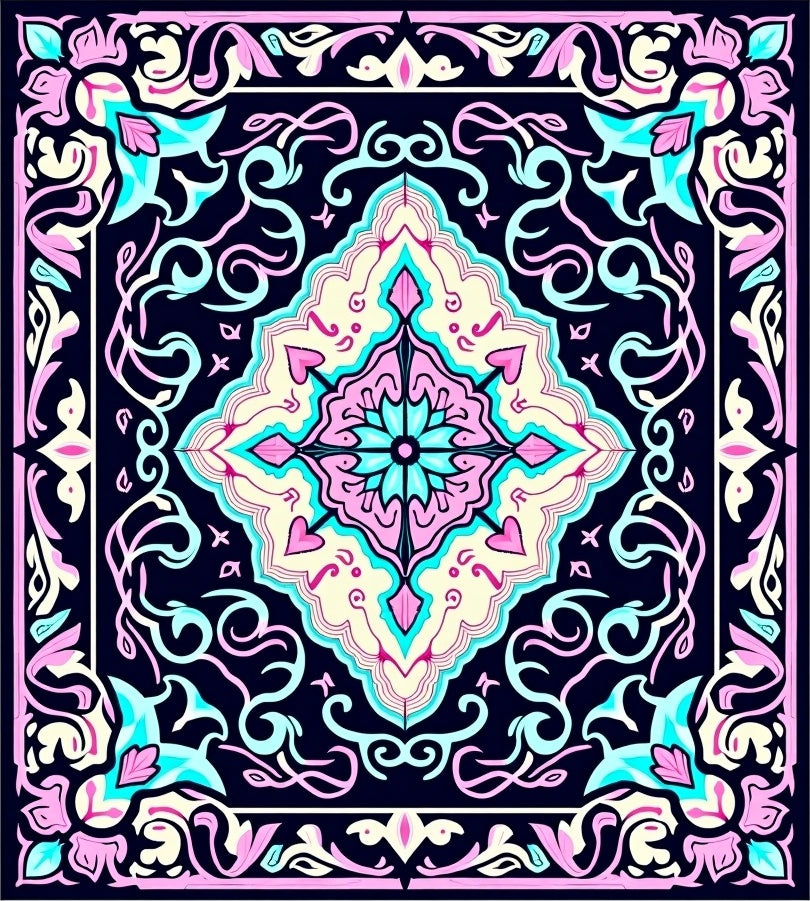 Ornate Floral Geometric Mandala Design Rug