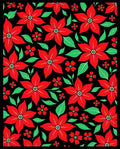 Radiant Red Flower Garden Black Rug