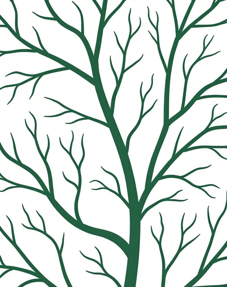 Dark Green Tree Branch Abstract Design Rug