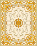 Golden Floral Medallion Bordered Rug