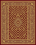 Intricate Crimson Gold Geometric Rug
