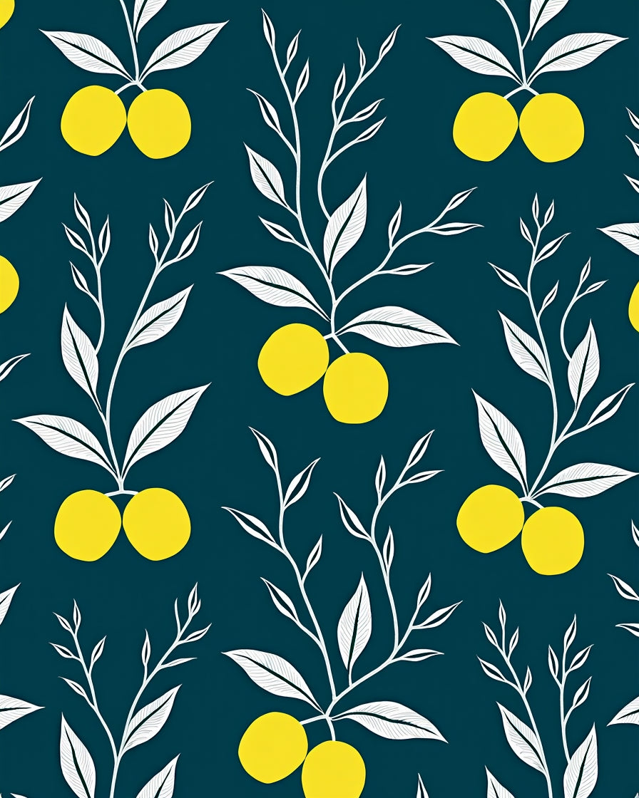 Yellow Citrus Botanical Design Rug