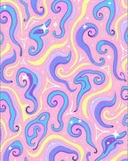 Whimsical Swirls Pink Blue Pattern Rug