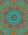 Bright Orange Cyan Mandala Pattern Rug