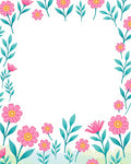 Whimsical Pink Floral Branch Border Rug