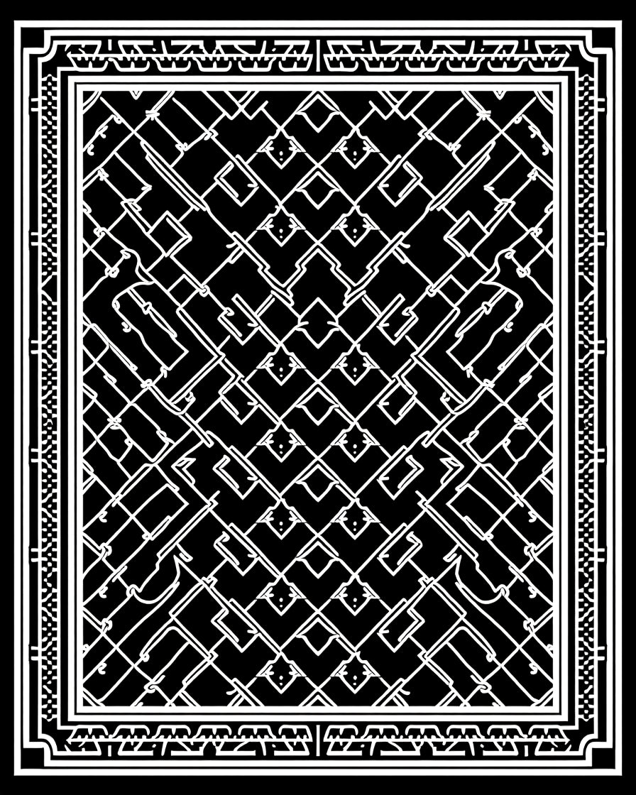 Monochromatic Black White Abstract Design Rug