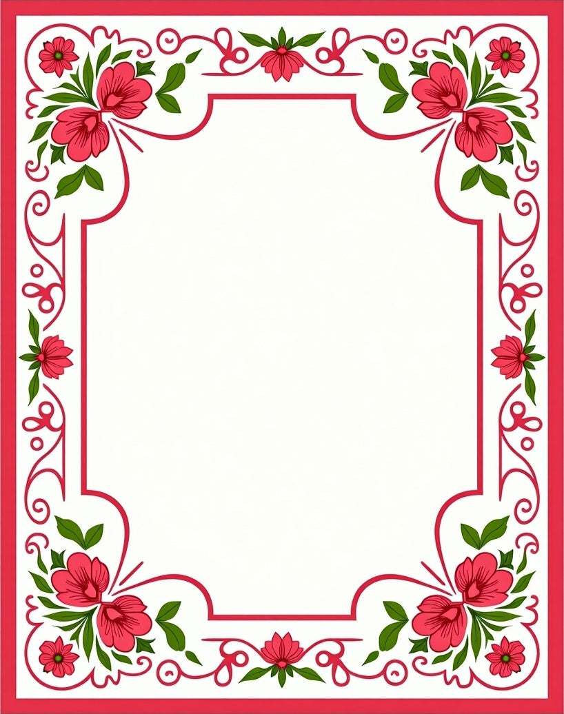 Red Floral Vine Whimsical Rug