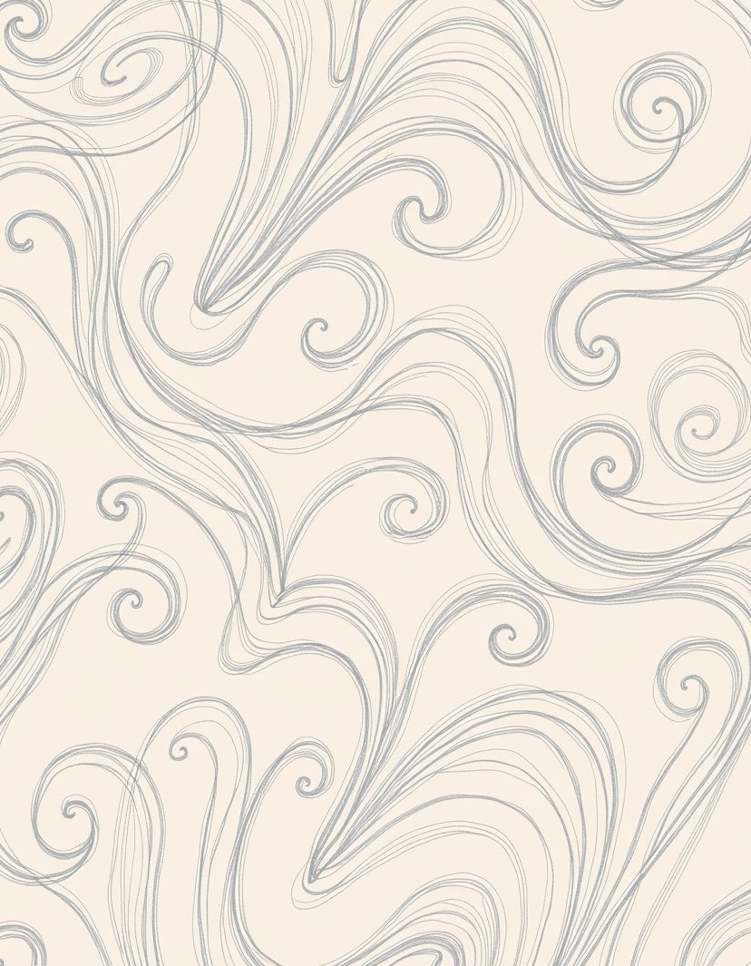 Elegant Swirls Cream Grey Pattern Rug
