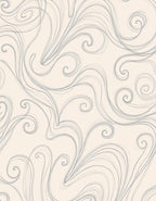 Elegant Swirls Cream Grey Pattern Rug