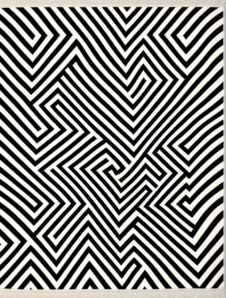 Bold Abstract Black White Geometric Pattern Rug