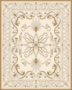 Classical Floral Scrollwork Square Pattern Rug