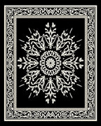 Classic Black White Floral Mandala Rug