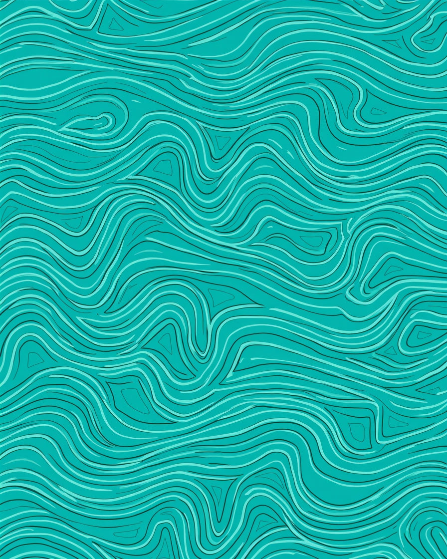 Oceanic Wavy Contour Pattern Rug