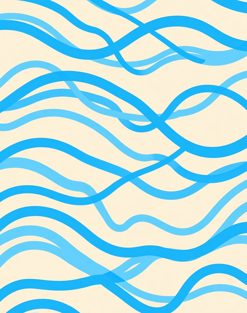 Flowing Blue Wave Pattern Rug