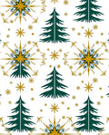 Green And Gold Festive Tree Snowflakes Rug
