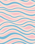 Pastel Blue Pink Wavy Stripes Rug