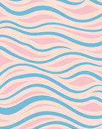 Pastel Blue Pink Wavy Stripes Rug