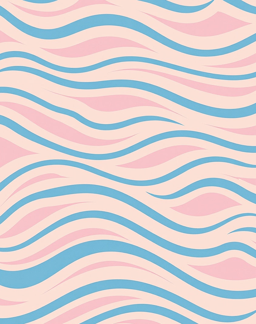 Pastel Blue Pink Wavy Stripes Rug